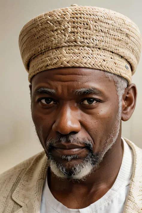 fotografia selfie de homens negros, cerca de 90 anos, barba branca, cabelo branco curto, olhar cansado, olhos castanhos, straw hat, ((beautiful symmetrical face)), beleza envelhecida, ultra-realista, Postura simples, altamente detalhado, complexo , sharp f...