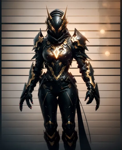 A woman adorned in fantasy-style full-body armor, a crown-concept fully enclosed helmet that unveils only her eyes, a composite layered chest plate, fully encompassing shoulder and hand guards, a lightweight waist armor, form-fitting shin guards, the overa...