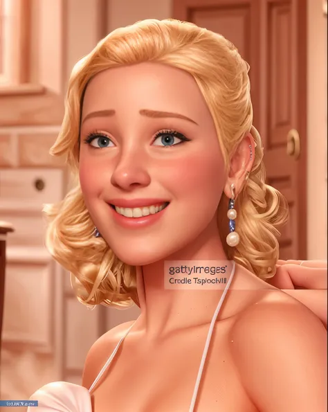 a blonde girl ,estilo disney pixar cgi 