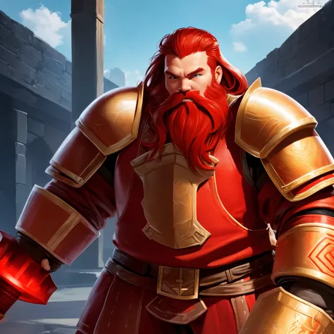 Male Dwarf Paladin with red hair and beard