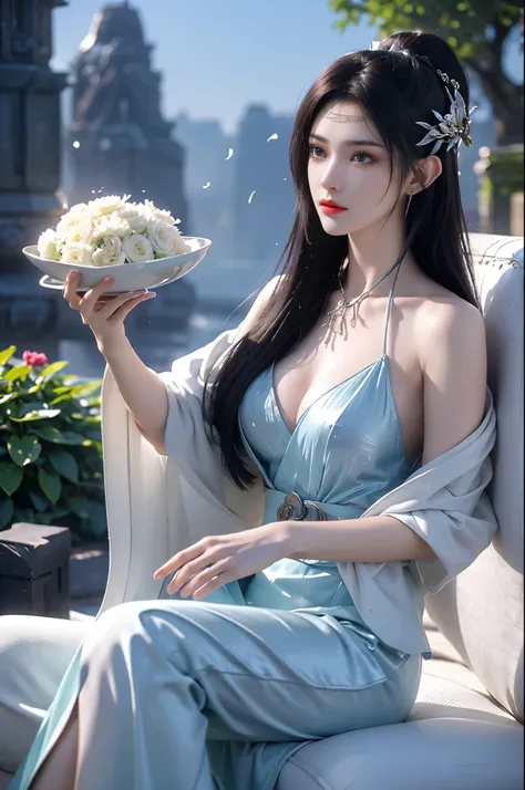 In the depths of Wonderland，The moonlight falls like water，foggy room，The figure of the heroine is vaguely visible，Just like the fairy in the painting，Beautiful big breasts而又带着一丝mystery的色彩。Her face is beautiful and delicate，Like finely carved jade，Showing ...