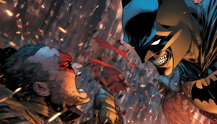 fighting scene between batman and red hood from batman under the red hood movie, batman punching right on face