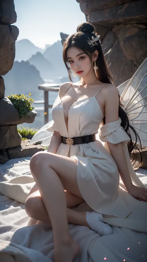 keqingdef,keqingopulent,keqingrnd, In the depths of Wonderland，The moonlight falls like water，foggy room，The figure of the heroine is vaguely visible，Just like the fairy in the painting，Slender sexy legs，Very nice legs，Beautiful big breasts而又带着一丝mystery的色彩...