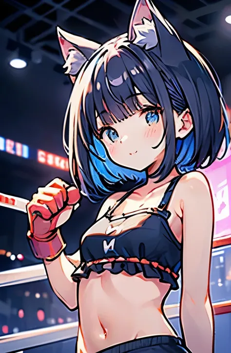 boxing、teenage girl、、belly button、stomach、skirt、Cat ear、cute