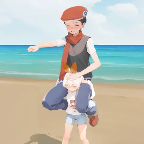 shoulder ride, shoulder carry, size difference, crying, struggling, exhausted, pain