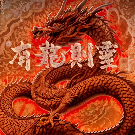 红色背景上有中文文字的dragon, 红dragon, a 红dragon, dragon, Wang Chen, kanliu666, Chiba Yudai, smooth 中国dragon, Inspired by Puhua, The album cover, dragon设计语言, Emperor Xuande, 中国dragon, hua cheng, sha xi