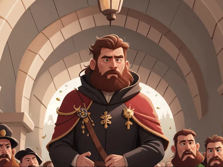 [[[ultra-detailed, best[[[ultra-detailed, best quality, beautiful, 4k, detailed faces, medieval stories]]], brown haired bearded...