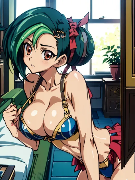 yu-gi-oh，moon-watching birds，wearing gold transparent lace sexy lingerie,sleep in bed,exquisite hair color，eyes are very delicat...