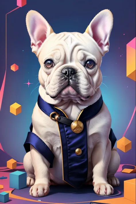 (French Bulldog dog ),(feliz)),(2 leste)), Preenchimento Edward Cobra ,multidimensional geometric PORTRAIT wall, arte, Chibi,
Yang08k, Lindo, colorida,
obras-primas, maximum quality, melhor qualidade, arte oficiale, Lindo and aesthetic,