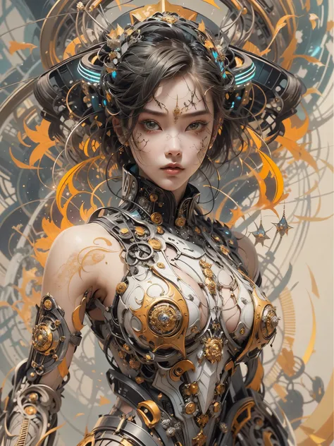 Craft a portrait of a futuristic girl warior, depicted in ultra-high resolution with a balance of light and shadow to create an impressive visual depth. The artwork should be gallery-quality, on par with masterpieces by renowned artists.

The girl warior i...