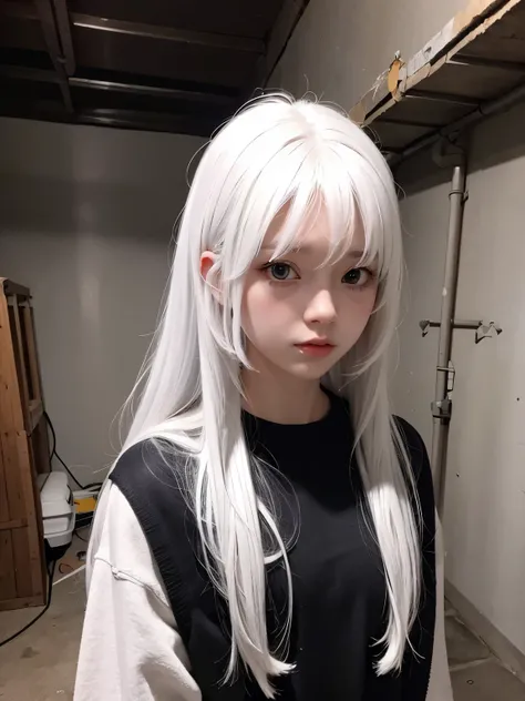  girl in the basement with white hair horror 