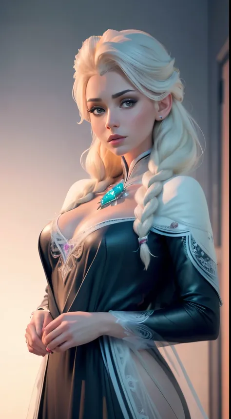 (elsa frozen-rose quartz SU mezclando modelos .) (ultra FUSIÓN) Highly detailed CG unity 8k wallpaper, style shot, complex, high detail, dramatic, highest quality movie still image, very detailed, masterpiece, best quality, character design, Elsa, Elsa fro...