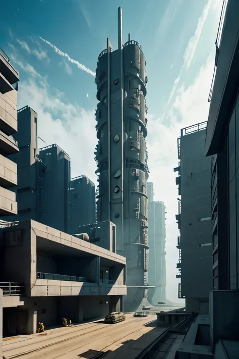 Brutalist architecture, space colony, sci-fi, space,