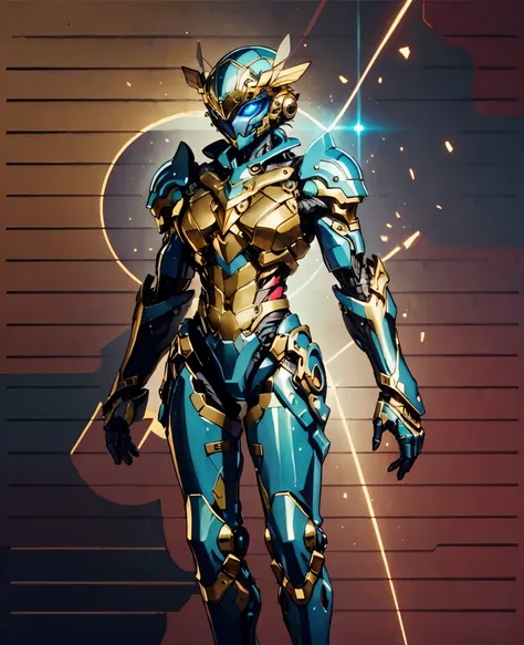 A woman adorned in fantasy-style full-body armor, a crown-concept fully enclosed helmet that unveils only her eyes, a composite layered chest plate, fully encompassing shoulder and hand guards, a lightweight waist armor, form-fitting shin guards, the overa...