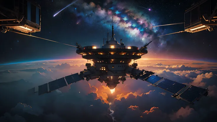 (masterpiece, best quality: 1.2),HD,Ultra-clear,8k,(high resolution),((low saturation)),wide angle,The giant space station of the future,(advanced),cloudy day,Milky Way,stellar,Light effect,color,greg rutkovsky,Unreal Engine,james gurney,Art Space Station,...