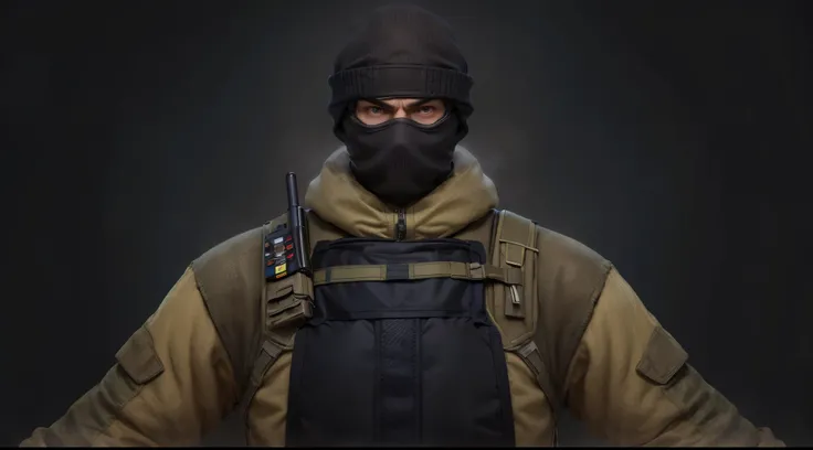 (masterpiece),(best quality:1.0),(ultra highres:1.0), 1 man , special forces, bad face, serious look, balaclava, wallpaper 8k, full body