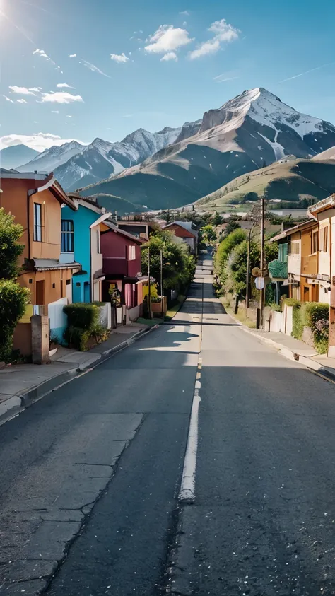 beautifull colorfull landscape and house on the right with road to it