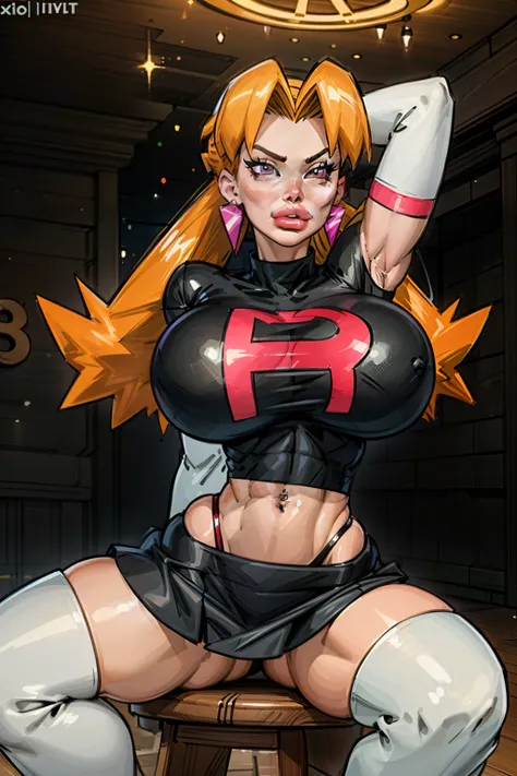 ((masterpiece)),best quality,1girl,mag ,, (gigantic breasts:1.3),wide hips,thick thighs,light particles,sitting,spread legs,arms behind back,spacecraft interior,bedroom,(science fiction),from below, ((intricate lighting)), ((slendered abs:1.3)), v cut abs,...