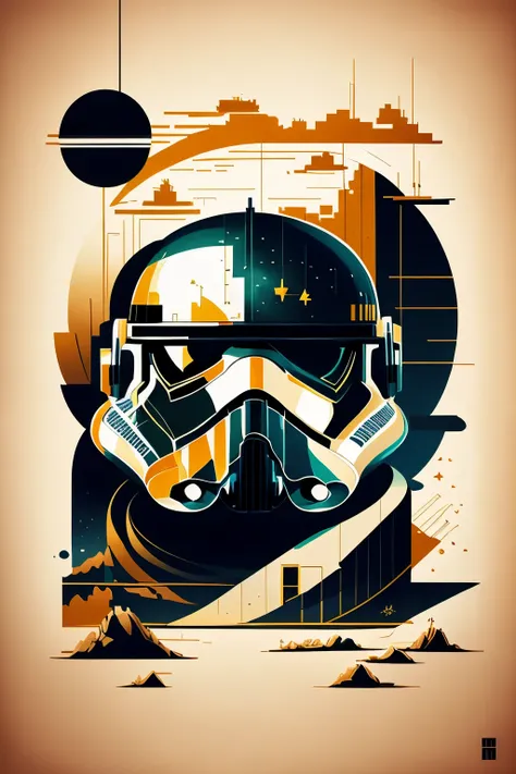 Dibujo, illustration, Masterpiece, 4K, minimalista, ([soldado de asalto guerra de las galaxias]) stormtrooper star wars illustration minimalista., Al estilo Olly Moss