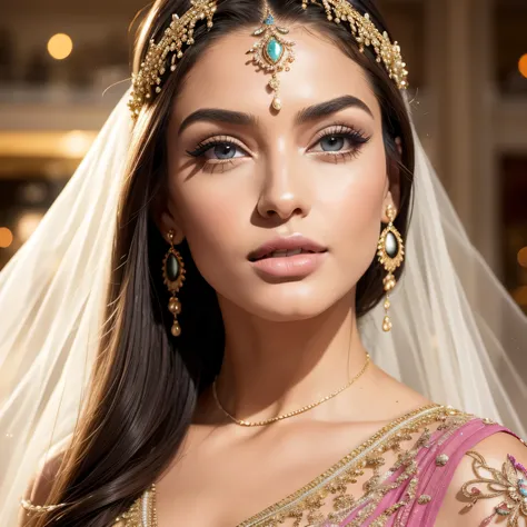 beautiful detailed eyes, beautiful detailed lips, long eyelashes, flawless complexion, elegant pose, high fashion, vibrant colors, lively atmosphere, bustling crowd, luxurious shopping center, stylish decorations, glamorous fashion show, high-end designer ...