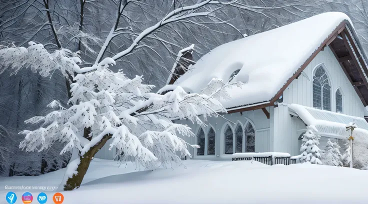 snowy scene of a church with a tree and a snow covered roof, covered with snow, snowy winter scene, winter scene fantasy, snowy winter, winter in the snow, cold snowy, in the winter, snow and ice, covered in snow, in winter, snowy environment, winter blue ...