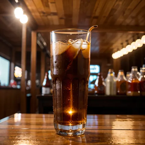 Short shot of a cola soda coming out of a glass bottle falling into a glass tumbler. A refreshing concept similar to a product photo shoot