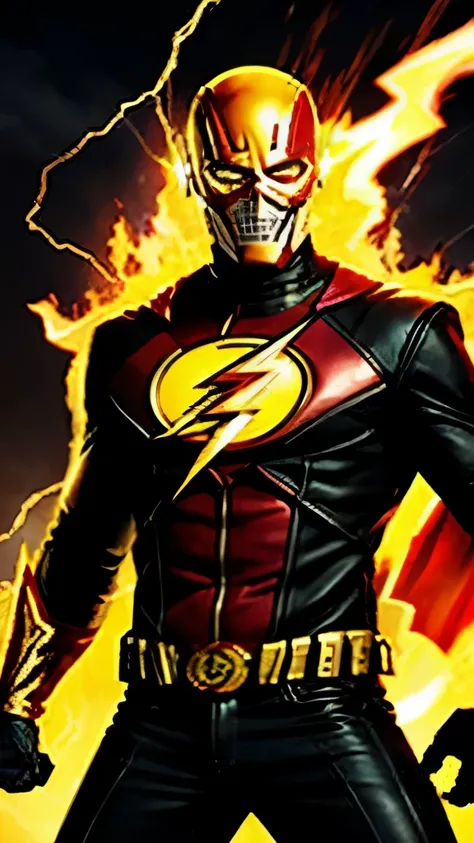 Create a superhero fusion mix of ghost rider and flash