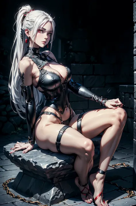 ((3d anime woman, red eyes, extre beautiful eyes, extra detailed eyes), (photo realistic:1.4), (Subsurface Scattering effect on skin:1.2), (bloom shader effect:1), (volumetric light: 1.1)), ((poised beautiful body, (full body shot: 1.5), (low angle shot:1....