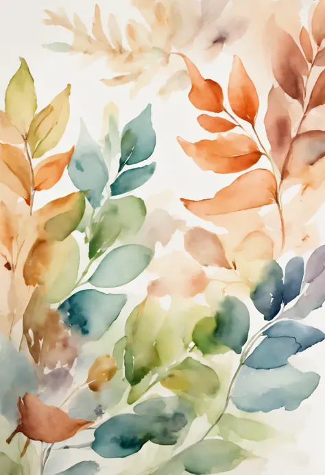 100% Reverse watercolor is a highly detailed image .  Filled with Mary Cassatt&#39;s delicate strokes, this is a beautiful piece of art featuring an array of colorful, semi-translucent leaves. The leaves are painted with a watercolor effect, Display differ...