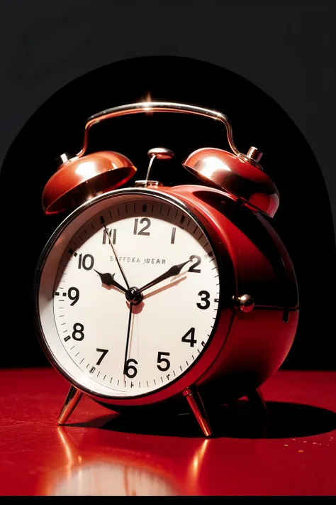 Red and black background，alarm clock，illustration