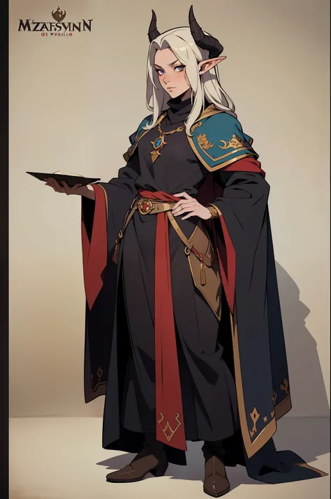 masterpiece, extremely detailed character, full shot body, best quality, (Tiefling), (wizard), medieval era, fantasy clothes, dnd, anime style, detailed face