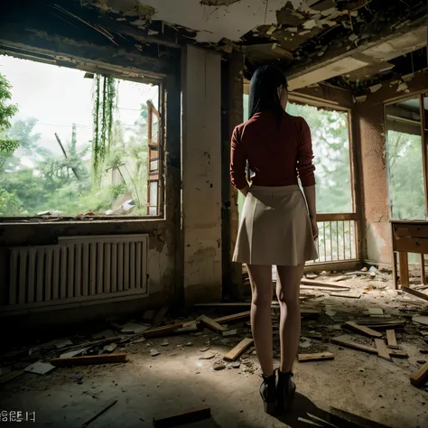 I tried raping a woman wearing a mini-slit skirt with a placket in an abandoned ruin.