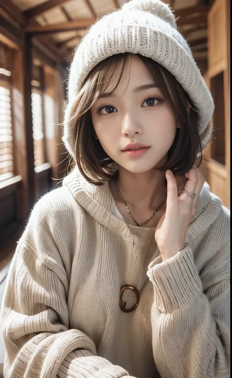 cute 21 year old japanese、super detail face、eye for details、double eyelid、beautiful thin nose、sharp focus:1.2、Beautiful woman:1.4、(light brown hair,short haired、),pure white skin、highest quality、masterpiece、Super high resolution、(Photoreal:1.4)、Light from ...