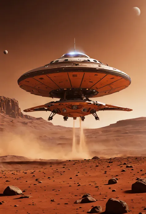 A huge spaceship lands on Mars