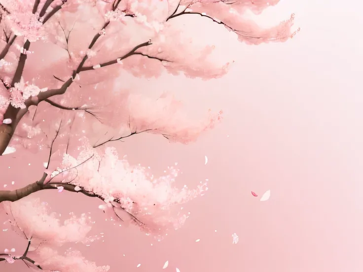 High resolution,Background Pink,cherry blossoms,petals are scattered