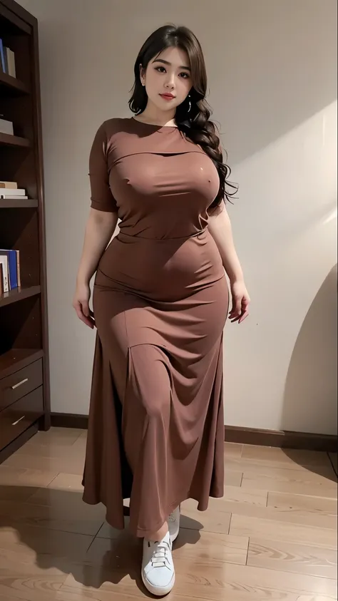 araffe woman thick and long skirt posing for a picture, curvy model,, curvy hourglass figure, sexy longest hand t-shirt, thicc, beautiful full body shot, soft curvy shape, in a longest hand t-shirt, a beautiful woman open legs , bbwchan, hairy vagina, armp...