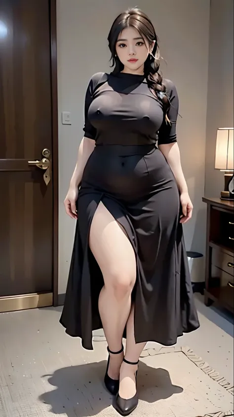 araffe woman thick and long skirt posing for a picture, curvy model,, curvy hourglass figure, sexy longest hand t-shirt, thicc, beautiful full body shot, soft curvy shape, in a longest hand t-shirt, a beautiful woman open legs , bbwchan, hairy vagina, armp...