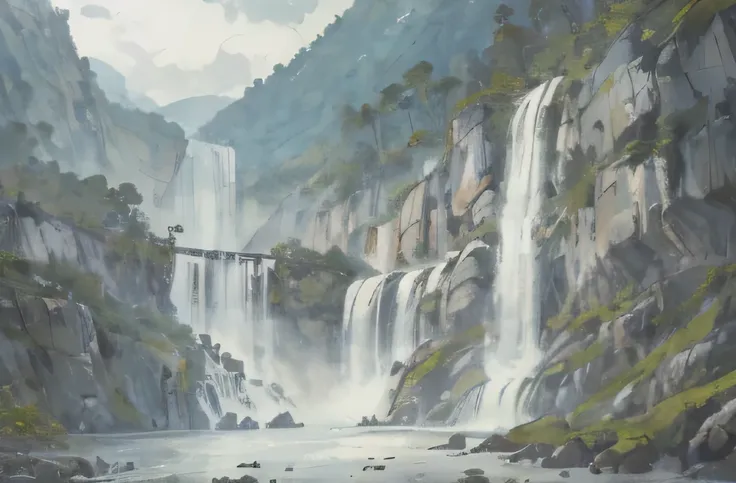 High resolution,background white,（waterfall）,An illustration,There are no people,There are no people