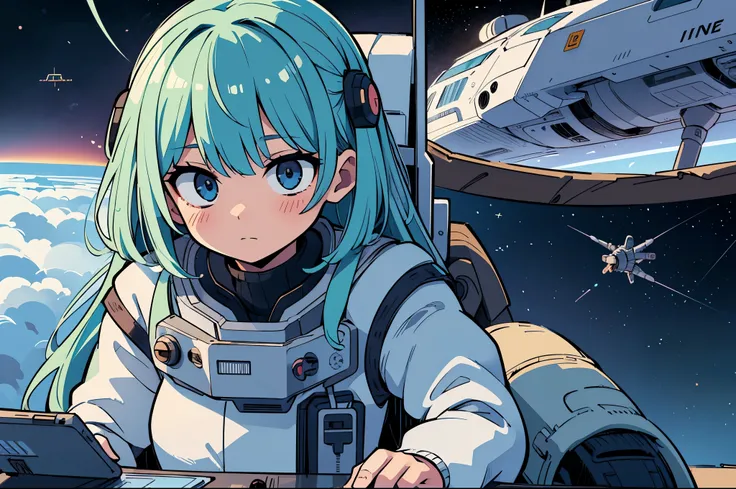 Girl, science fiction, uniform, spaceship, yuri, cute, action, adventure, futuristic setting, space travel, young heroine, interstellar journey, , galactic adventure, romantic subplot, action-packed, space opera, adorable, sci-fi technology, dynamic storyt...