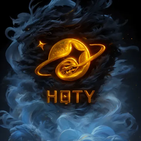 simple pure black background,masterpiece,best quality,super detailed,Shining golden dragon and phoenix pattern