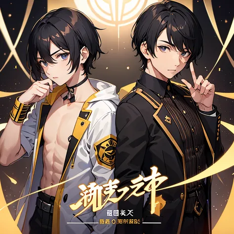  male, young male, male black hair, black eyes, male idol uniform, photo on theater stage, portrait, detailed hand, extremely detailed 