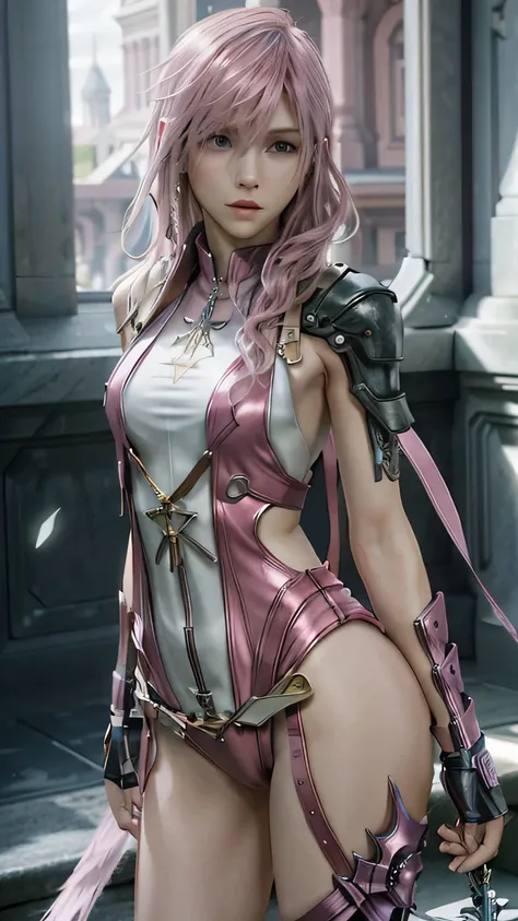 (masterpiece, highest quality:1.3)
Lightning FF13, 1 girl, alone, long hair, pink hair、swimsuit