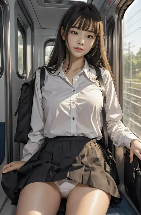 (realistic:1.3), face with shadow, Depth of written boundary, school uniform, {school bag}
beautiful detailed me,great art,(((very detailed))),
1 girl sitting,bangs,high school girl,sleep,close your eyes,{white panties:camel toe},{Minskirt},
{cowboy shot,f...