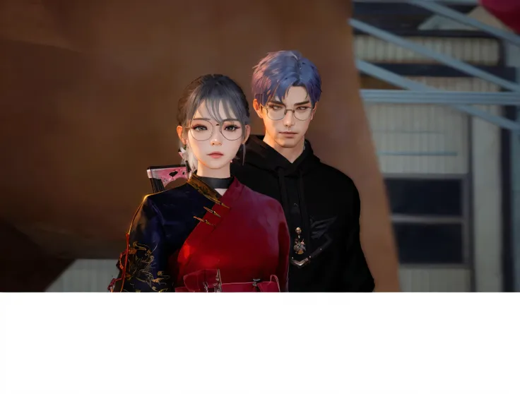 there are two people standing next to each other in a picture, medium shot of two characters, nixeu and sakimichan, sakimichan and frank franzzeta, 2 b, 2b, from ncsoft, ruan jia and brom, artwork in the style of guweiz, guweiz, game cg