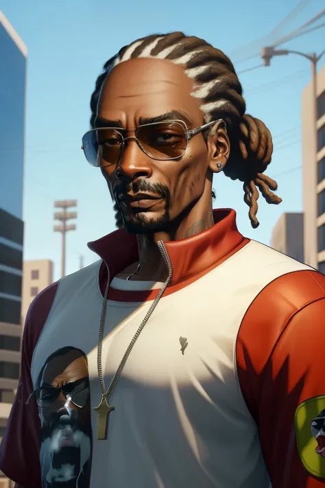 Snoop dogg in gta v, masterpiece, best quality, outdoor