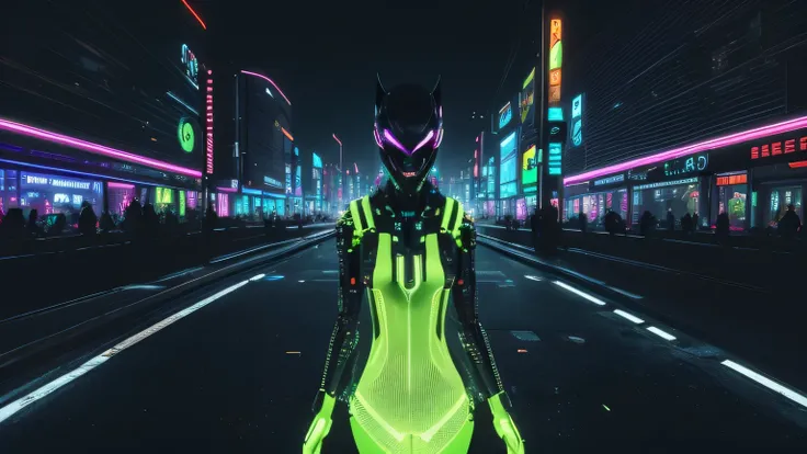 (best quality,4k,8k,highres,masterpiece:1.2),ultra-detailed,(realistic,photorealistic,photo-realistic:1.37),abstract cyberpunk,dark,black,lime green,stylish,neon lights,mysterious figures,futuristic technology,digital glitches,street art,mind-bending,high-...