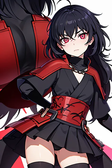 Anime, Girl, (((1girl))), (((Waifu, Raven Branwen, Raven Branwen Waifu))), (((Black Hair, Messy Hair))), ((Crimson Red Eyes eyes: 1.3, Upturned Eyes: 1, Perfect Eyes, Beautiful Detailed Eyes, Gradient eyes: 1, Finely Detailed Beautiful Eyes: 1, Symmetrical...