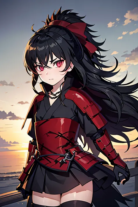 anime, girl, (((1girl))), (((waifu, raven branwen, raven branwen waifu))), (((black hair, messy hair))), ((crimson red eyes eyes...