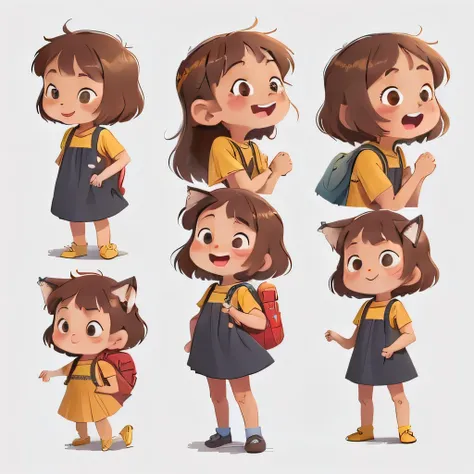 ((character design sheet, same character, front, side, back)), illustration, illustration, landscape, landscape, close-up, perfect quality, has clear focus (master piece: 1.2), different expressions (1.3), various expressions, happy, smiiling, open mouth, ...