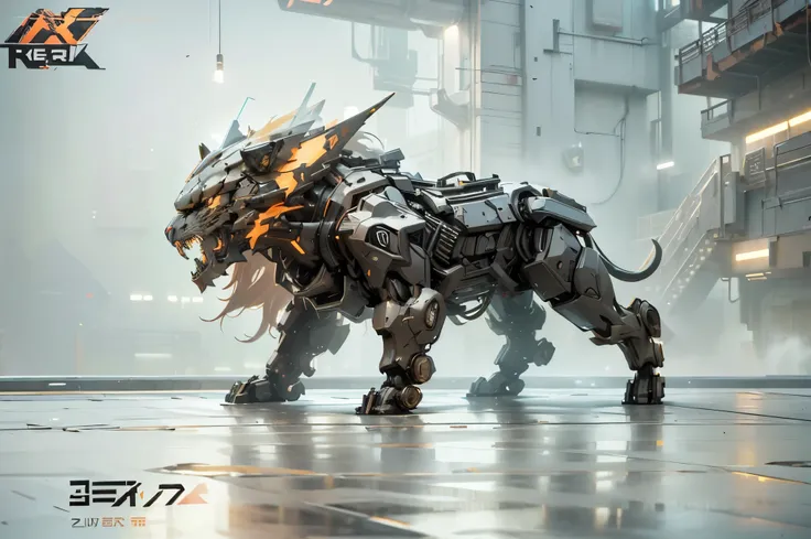 cyberpunk, Mechanical lion,(Mechanized lion head:1.5), steel teeth,glowing neon light, ( global illumination, Ray tracing, human development report, Unreal rendering,Reasonable design, high detail, masterpiece, best quality, ultra high definition, Beijing_...